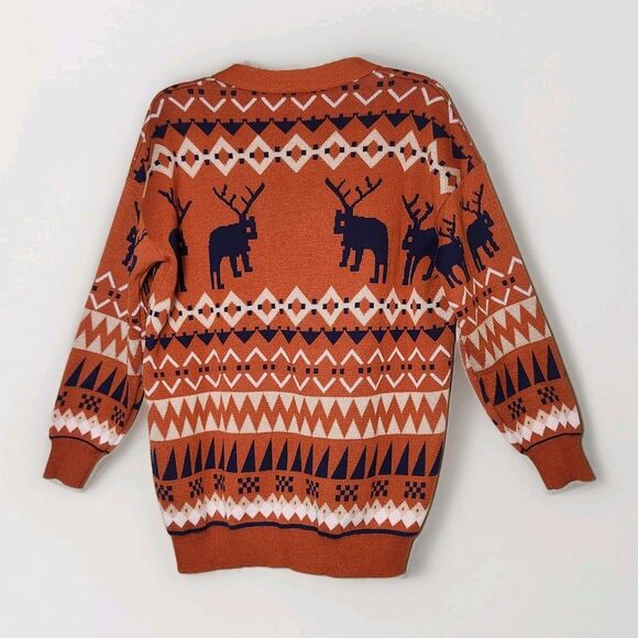 Holiday Reindeer Fair Isle Cardigan Women's Medium Emery Rose M - Picture 2 of 6